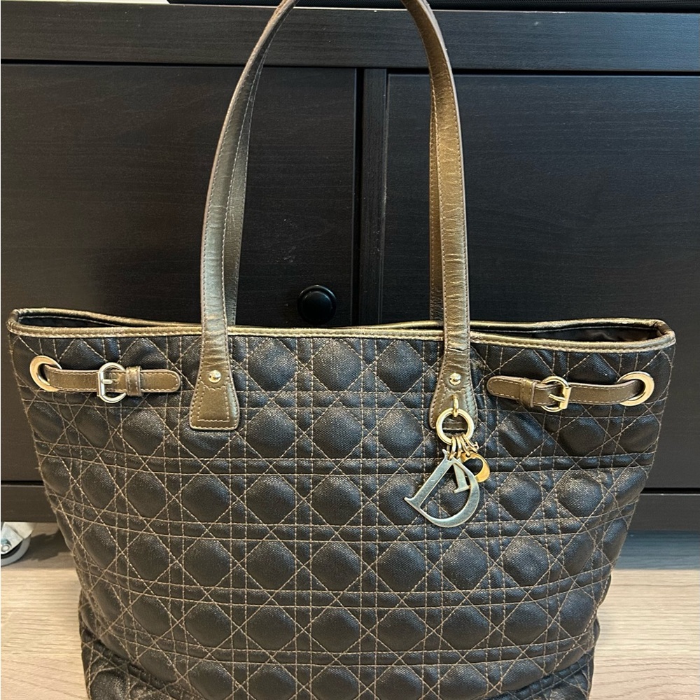 Vintage Dior Quilted Tote with Silver Hardware